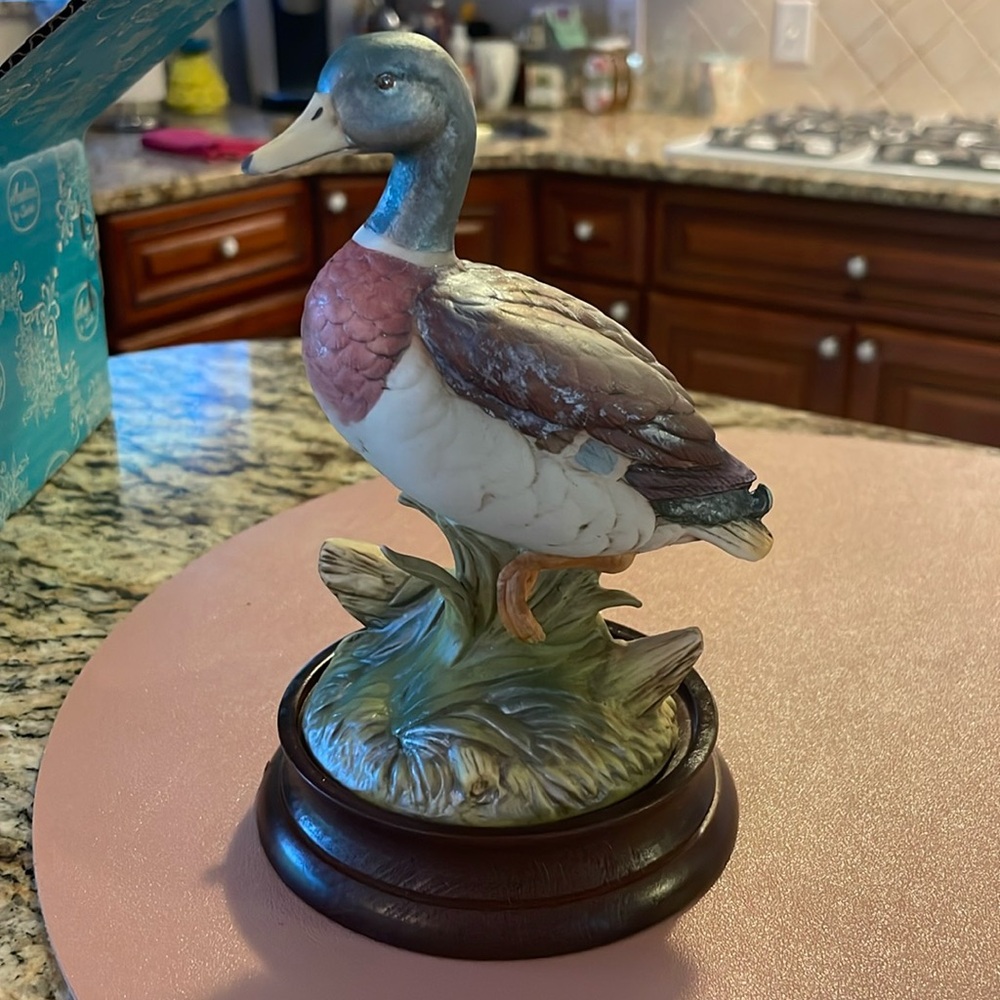 Andrea By Sadek Green and Brown Waterfowl Mallard Duck Sculpture Art With Box